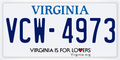 VA license plate VCW4973