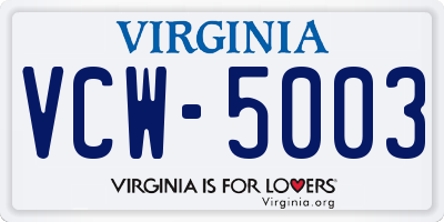 VA license plate VCW5003