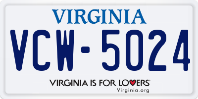 VA license plate VCW5024