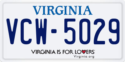 VA license plate VCW5029