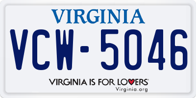 VA license plate VCW5046