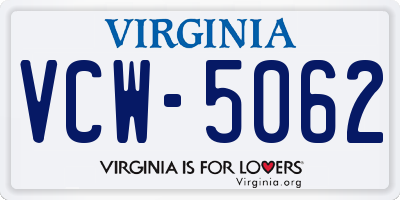 VA license plate VCW5062
