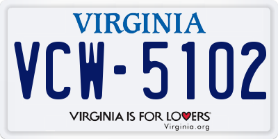 VA license plate VCW5102