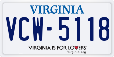 VA license plate VCW5118