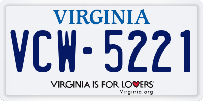 VA license plate VCW5221