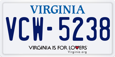 VA license plate VCW5238