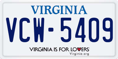 VA license plate VCW5409