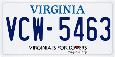 VA license plate VCW5463