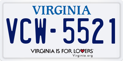 VA license plate VCW5521