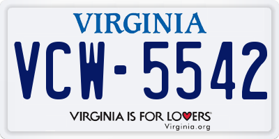 VA license plate VCW5542