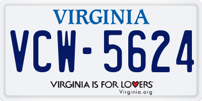 VA license plate VCW5624
