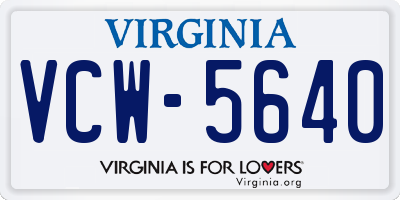VA license plate VCW5640