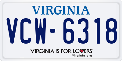VA license plate VCW6318