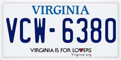 VA license plate VCW6380