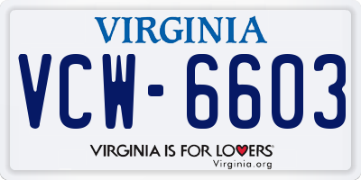 VA license plate VCW6603