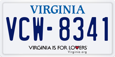 VA license plate VCW8341