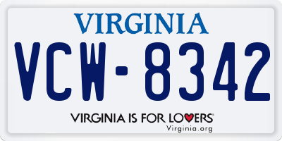 VA license plate VCW8342