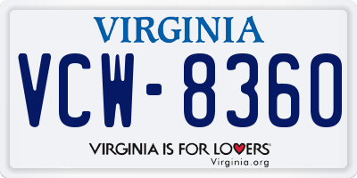 VA license plate VCW8360