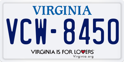VA license plate VCW8450