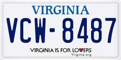 VA license plate VCW8487