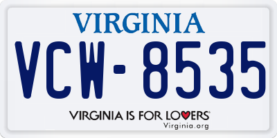 VA license plate VCW8535