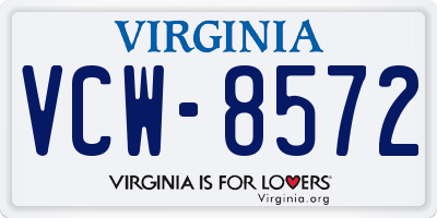 VA license plate VCW8572