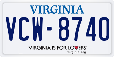 VA license plate VCW8740