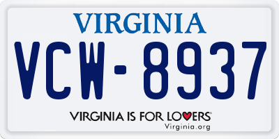 VA license plate VCW8937