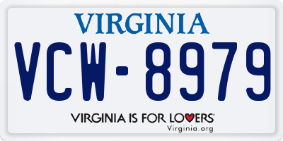 VA license plate VCW8979