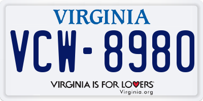 VA license plate VCW8980