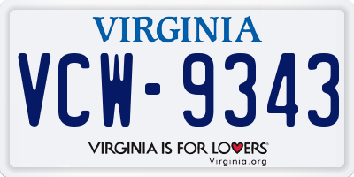 VA license plate VCW9343