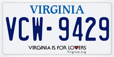 VA license plate VCW9429