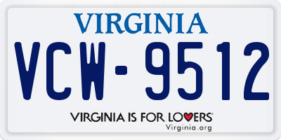 VA license plate VCW9512