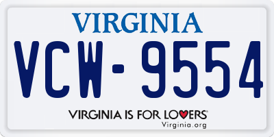 VA license plate VCW9554