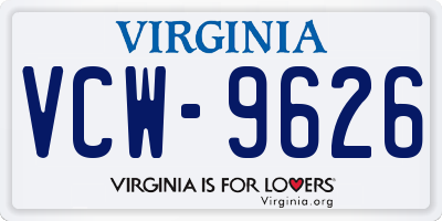 VA license plate VCW9626