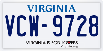 VA license plate VCW9728