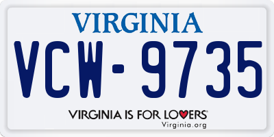 VA license plate VCW9735