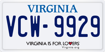 VA license plate VCW9929