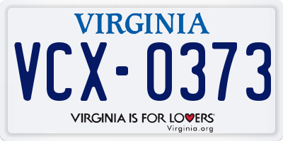 VA license plate VCX0373