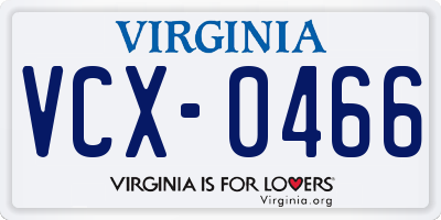 VA license plate VCX0466