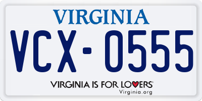 VA license plate VCX0555