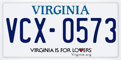 VA license plate VCX0573