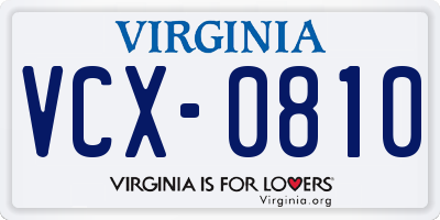 VA license plate VCX0810