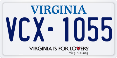 VA license plate VCX1055