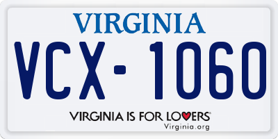 VA license plate VCX1060