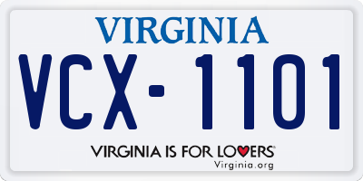 VA license plate VCX1101