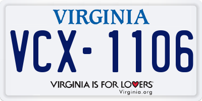 VA license plate VCX1106