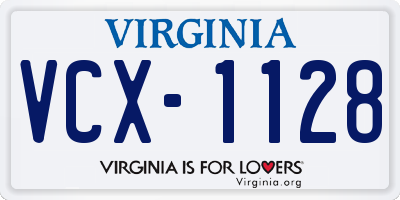VA license plate VCX1128
