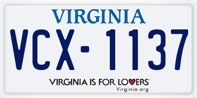VA license plate VCX1137