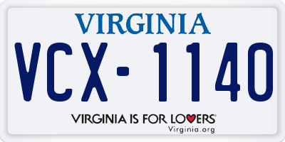 VA license plate VCX1140